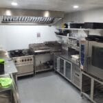 The commercial grade kitchen for guest use.